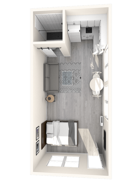 a floor plan of a studio apartment